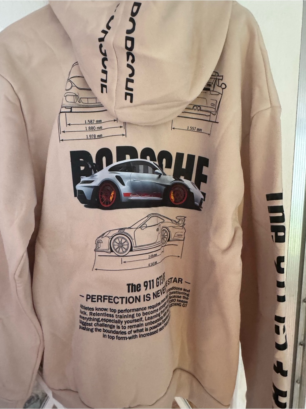 Men's Beige Crewneck Hoodie Pullover - Picture 7 of 7